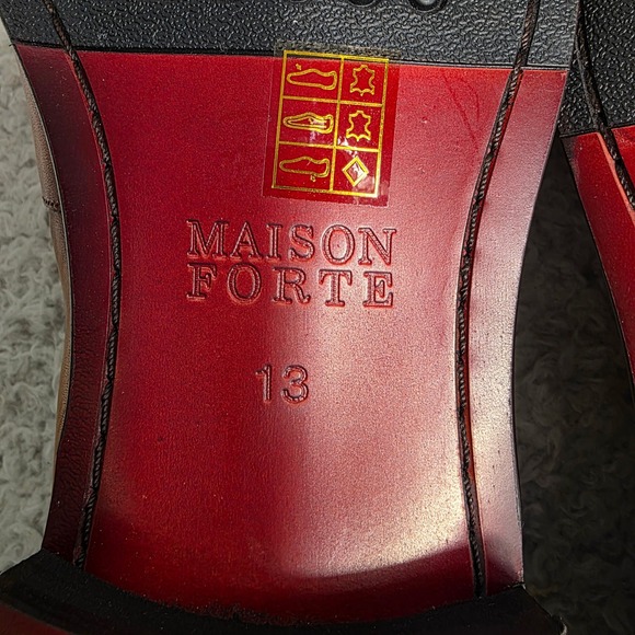 Maison Forte Seneca Cognac Burnished Leather Penny Loafers Square Toe Men 13 NEW - Picture 7 of 9